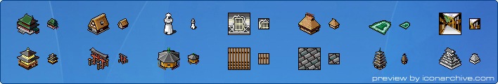 Japanic Historic Buildings Icons